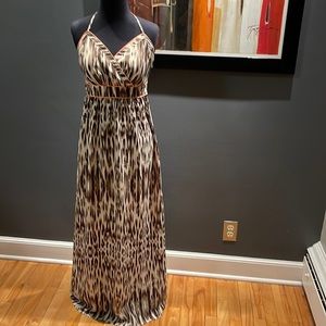 The Limited leopard print coral edged crossover bodice halter maxi. Size 2.